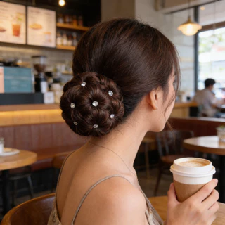 (จัดส่งในพื้นที่) ผู้หญิง Rhinestone วิกผมผม Bun Claw คลิปออกแบบ Fluffy Curly Hairpiece สะดวกผม Bun Maker สําหรับแฟชั่นทุกวัน Hairstyling