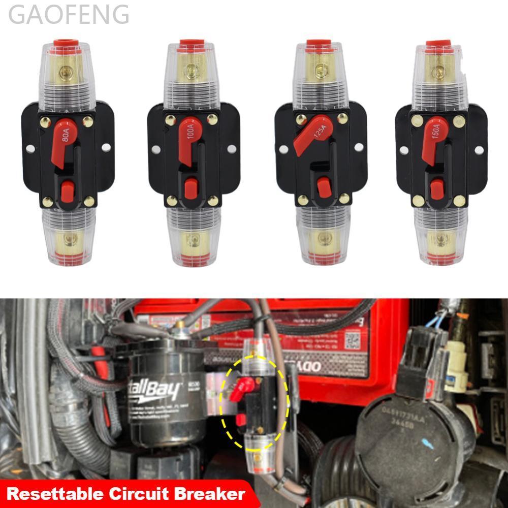GAOFENG รถยนต์รถบรรทุกรีเซ็ตฟิวส์สั้นป้องกันฟิวส์ผู้ถือรีเซ็ต Circuit Breaker 20A 30A 40A 50A 60A 80