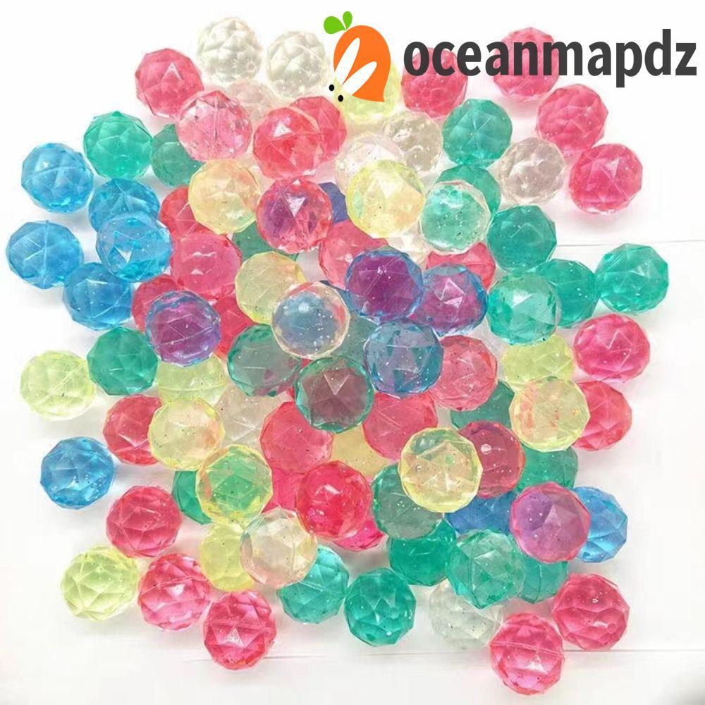 OCEANMAPDZ 6 ชิ้น Diamond Bouncy Ball, Rainbow สี Bouncy ของเล่นยาง Bouncy Ball, เพชรรูปร่าง Ball สุ