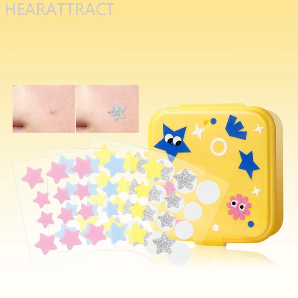 HEARATTRACT 60 ชิ้น/กล่อง Glitter Star Pimple Patch แผ่นแปะสิวบางและ Breathable สติกเกอร์สําหรับสิวส