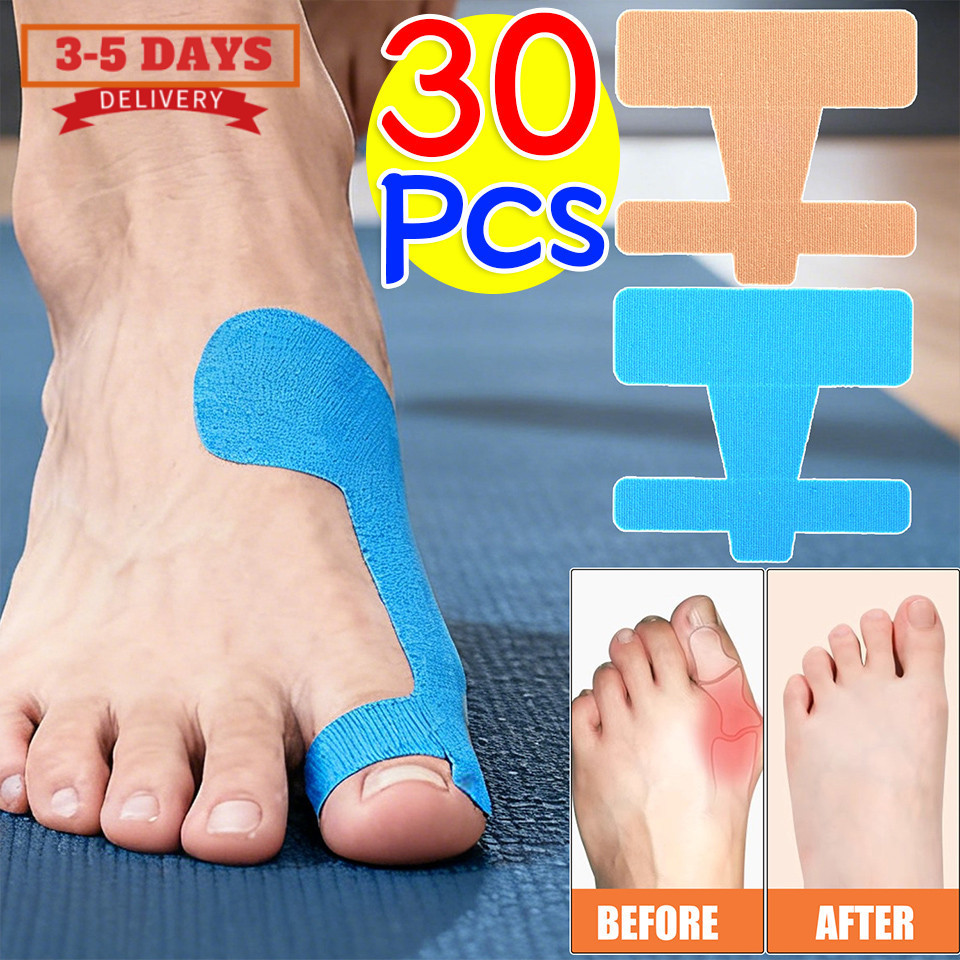 [จัดส่ง 3-5 วัน] 10/30 ชิ้น Hallux Valgus คงที่สนับสนุนกีฬาผ้าพันแผลยืดหยุ่น Toe Anti-Friction เทปป้องกัน Patch Unisex Foot Care เครื่องมือ