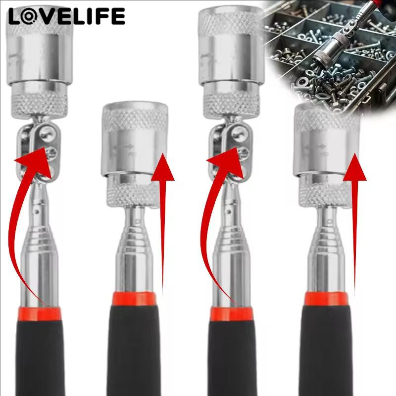 [AUTO&3C]1/2PCS - เครื่องมือปิ๊กอัพแม่เหล็กเพลาแบบยืดหยุ่น - สลักเกลียวแม่เหล็กอันทรงพลัง/น็อต/สกรู, ด้ามจับกันลื่นยาง, การออกแบบแบบยืดไสลด์สําหรับพื้นที่แน่น