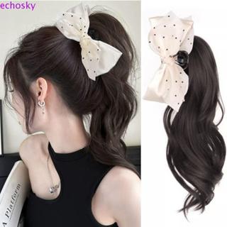 แฮร์พีซสไตล์เกาหลี สีดำและสีเบจ กับโบว์ สำหรับทรงหางม้า ผมสั…