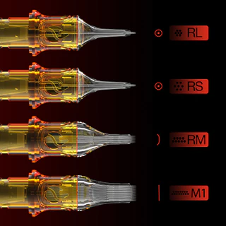 เข็มสักมืออาชีพ CNC 20 ชิ้น/กล่อง #08(0.25MM)#10(0.030MM)#12(0.35 มม.) Sterilised ทิ้งตลับหมึกถาวรอุปกรณ์แต่งหน้า Body Art เครื่องมือสําหรับ Tattoo Artists RL/RS/RM/M1