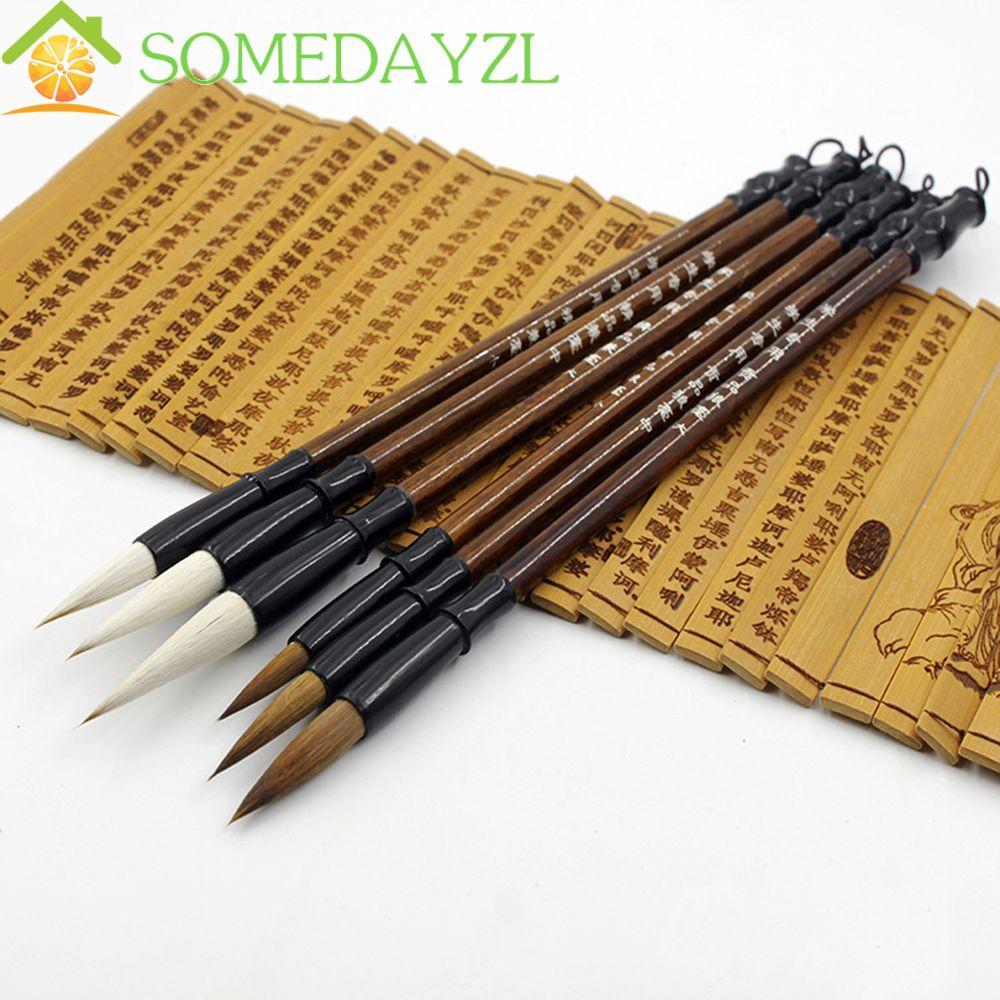 SOMEDAYZL แปรงปากกา 6 ชิ้น/เซ็ตเครื่องเขียนนักเรียนประดิษฐ์ตัวอักษรจีน