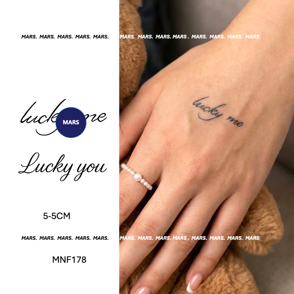 Mars Tattooเทคโนโลยีใหม่เมจิก ติดทนนาน 2 สัปดาห์ รอยสักกึ่งถาวร รอยสักชั่วคราว สติ๊กเกอร์รอยสัก ปลอม "Lucky Duo", MNF178