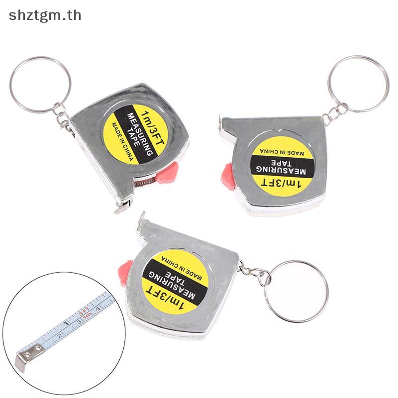 SHZTGM 1M/3ft Retractable สแตนเลสพ็อกเก็ตวัดไม้บรรทัดเทปวัดพวงกุญแจ TH