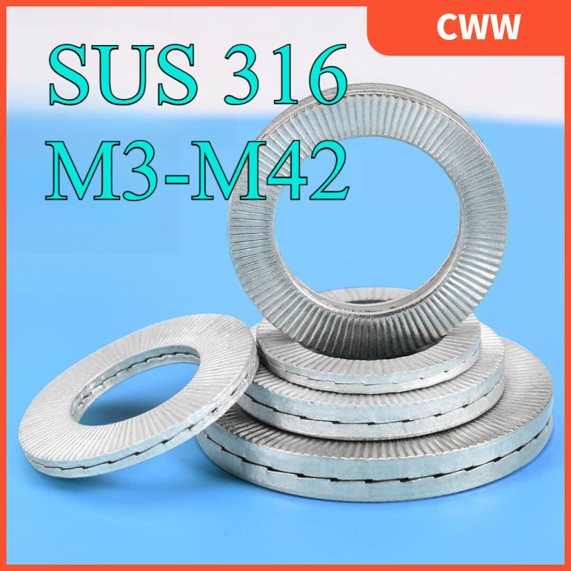 316 สแตนเลส Double Stack เครื่องซักผ้าล็อคตัวเอง DIN252011 Double stack self-locking ปะเก็นป้องกันกา
