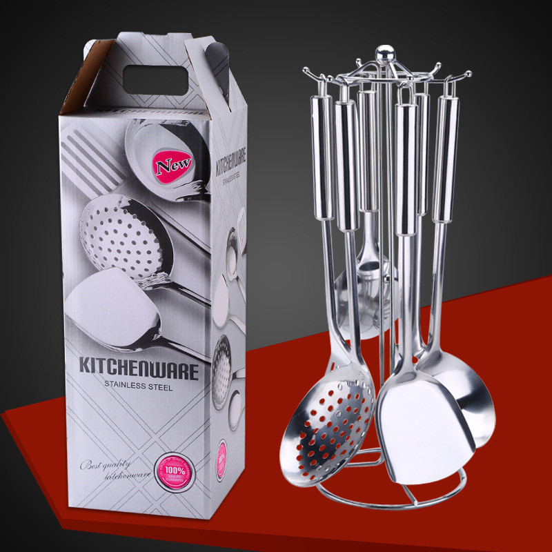 Popular~Carefully selected magnetic items1Round handle kitchen utensil set, stainless steel seven-pi