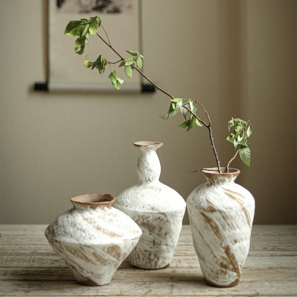 สไตล์ญี่ปุ่น Zen แจกันเซรามิกห้องนั่งเล่น Tea Room Study การจัดดอกไม้ Lonely สไตล์ Handmade Retro St