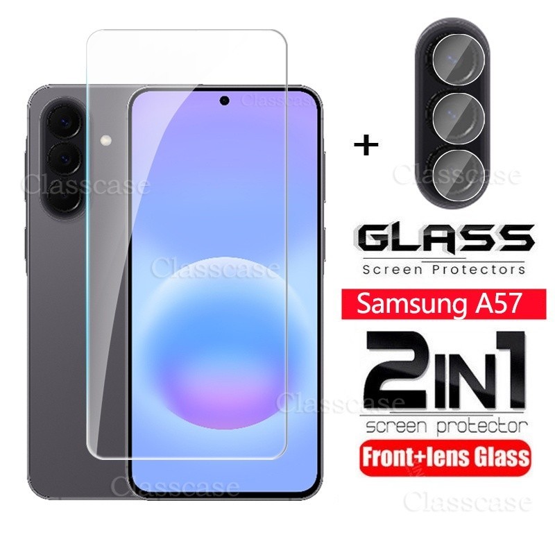 SAMSUNG 2 In 1 ป้องกันหน้าจอกระจกนิรภัยฟิล์มสําหรับSamsung Galaxy A57 A37 A27 A17 A07 A 57 37 27 17 