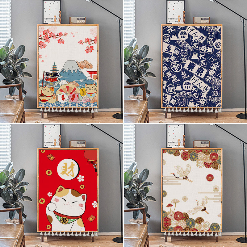 สไตล์ญี่ปุ่น Lucky Cat ตู้ผ้าม่าน Langsir เครื่องซักผ้าตู้ผ้าม่านตู้หนังสือตู้เสื้อผ้า Anti-law COVE