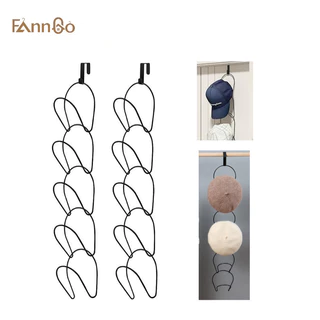 FannGo ราวแขวนหมวก ออแกไนเซอร์ (5 แพ็ค) | ชั้นวางโชว์หมวกติดผนังสีดํา/เหนือประตูพร้อมตะขอที่เก็บของอเนกประสงค์สําหรับผ้าพันคอกระเป๋าถือผ้าขนหนูและเน็คไท