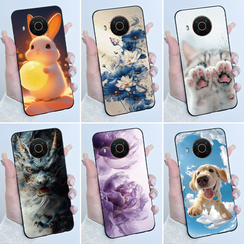ปลอกสําหรับ Nokia X10 X20 X100 เคสโทรศัพท์สีดํา Matte Soft TPU ฝาครอบป้องกันเต็มรูปแบบความงามหรูหราน่ารัก Cool ชายหญิง Shell