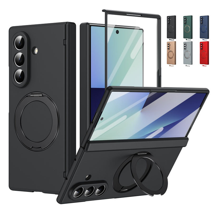Ultra Slim Full บานพับ Hard Case สําหรับ Samsung Galaxy Z พับ 8 Ultra Fold 7 Z พับ 6 Z พับ 5 ป้องกันหน้าจอชาร์จไร้สายกันกระแทกพร้อม 360° ที่วางแม่เหล็กแบบหมุนได้