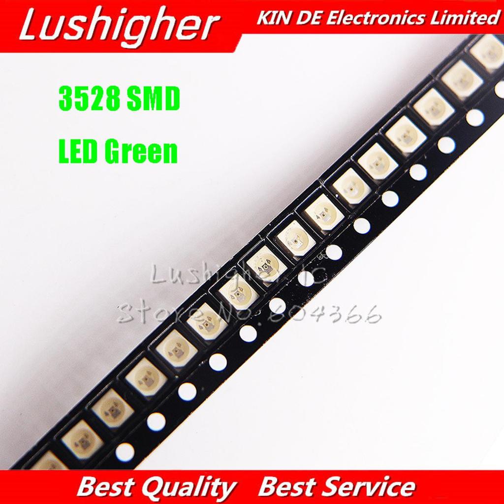 100 ชิ้นสีเขียว 3528 1210 SMD LED ไดโอดแสง