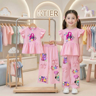 ชุดเซ็ทเด็กแขนระบาย แต่งลายสุดฮิตkpop demon hunter กางเกงขาย…