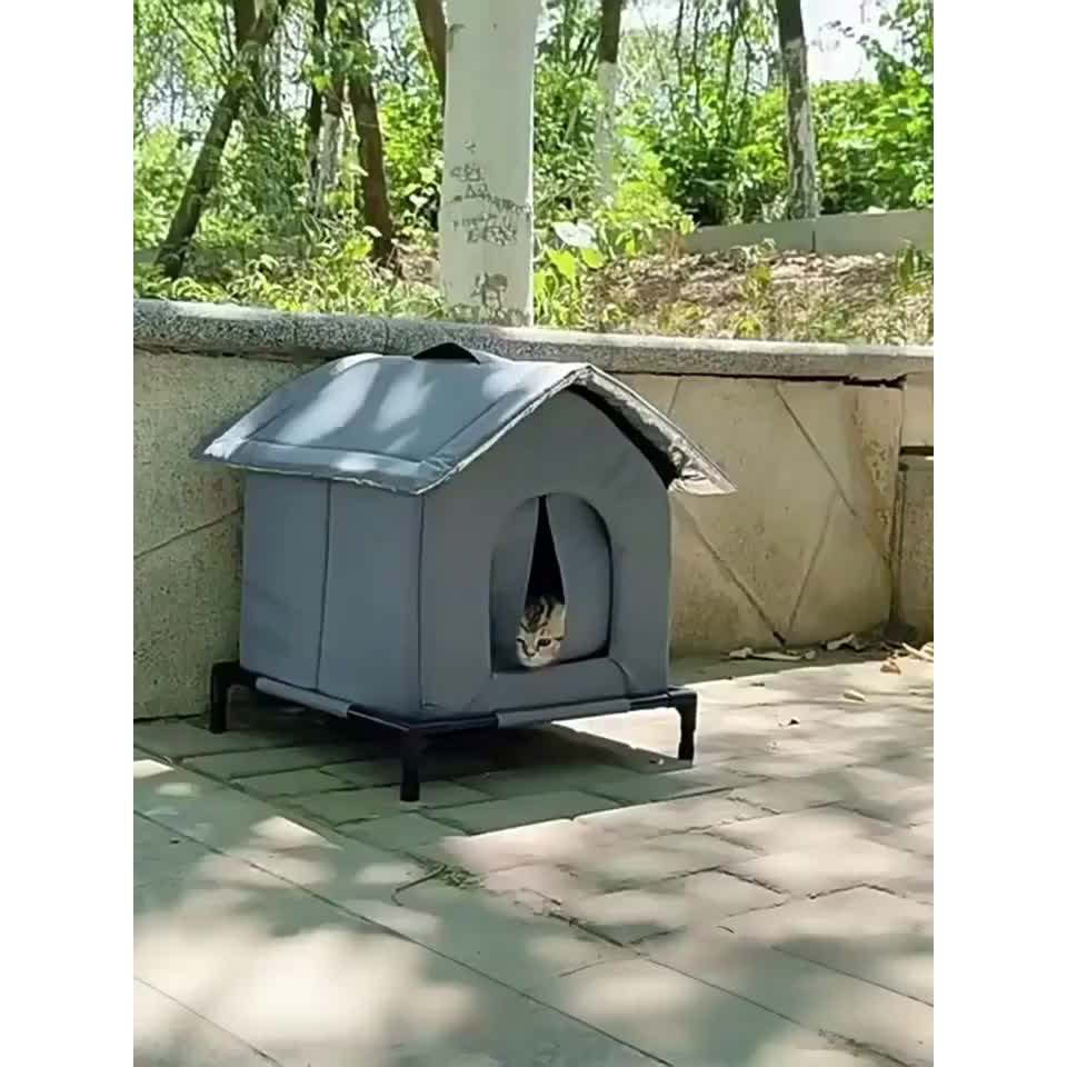 บ้านแมวกลางแจ้งหุ้มฉนวนโคซี่ | ผ้า Oxford Warm Pet Den พร้อมซับอลูมิเนียมฟอยล์, ของขวัญคริสต์มาสที่พักพิงแมวในฤดูหนาว