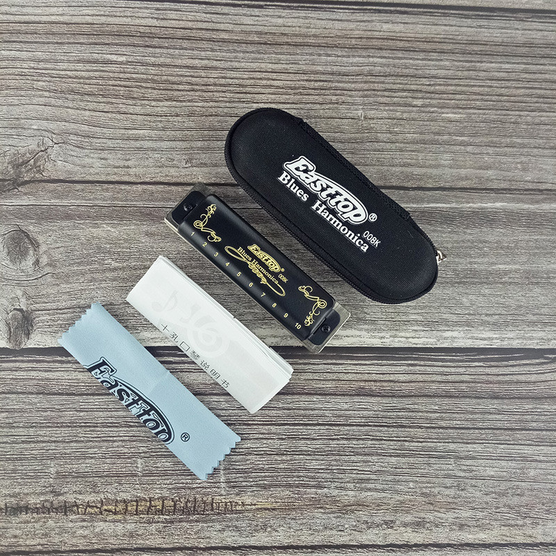 Oriental Ding Harmonica 10 หลุม Bruce C-Key Performance T008K สิบหลุมเด็กเริ่มต้นแนะนํา Blues/Beads 