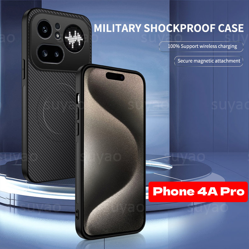 สําหรับไม่มีอะไรโทรศัพท์ 4A Pro 4APro 2026 เคสโทรศัพท์คาร์บอนไฟเบอร์แม่เหล็กหนังรูปแบบปลอก Phone4APro Phone4A NothingPhone4APro หรูหรากันกระแทกป้องกันปกหลัง