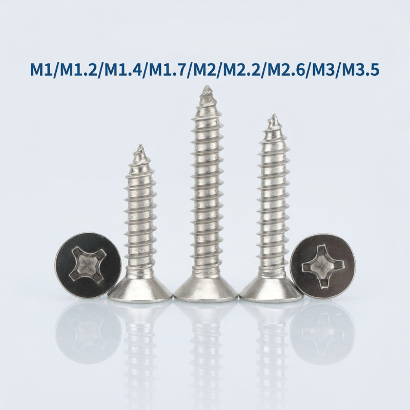 น็อต สกรู หัวเตเปอร์ แฉก F+ สแตนเลส 304 เกลียวปล่อยM1/M1.2/M1.4/M1.7/M2/M2.2/M2.6/M3/M3.5/ Flat Head