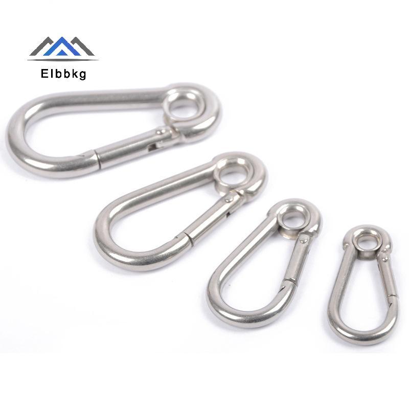 EIbbkg M4 M5 M6 M7 M8 สแตนเลส Carabiner Carbine Snap Hook พร้อมตาไก่สปริง Bule Key แหวนขาย