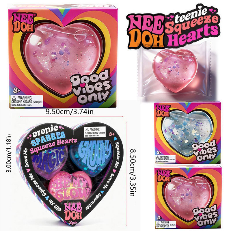 NeeDoh ของเล่นสกุชชี่รูปหัวใจ Schylling Slime Pop Fidget ของเล่นความเครียดสําหรับเด็กผู้ใหญ่