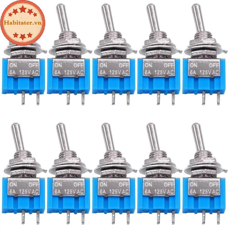 TATER 10pcs DPDT Mini Toggle Switch 2pin 2 ตําแหน่งเปิด/ปิด Miniature Toggle Switch 6A 125V Toggle S