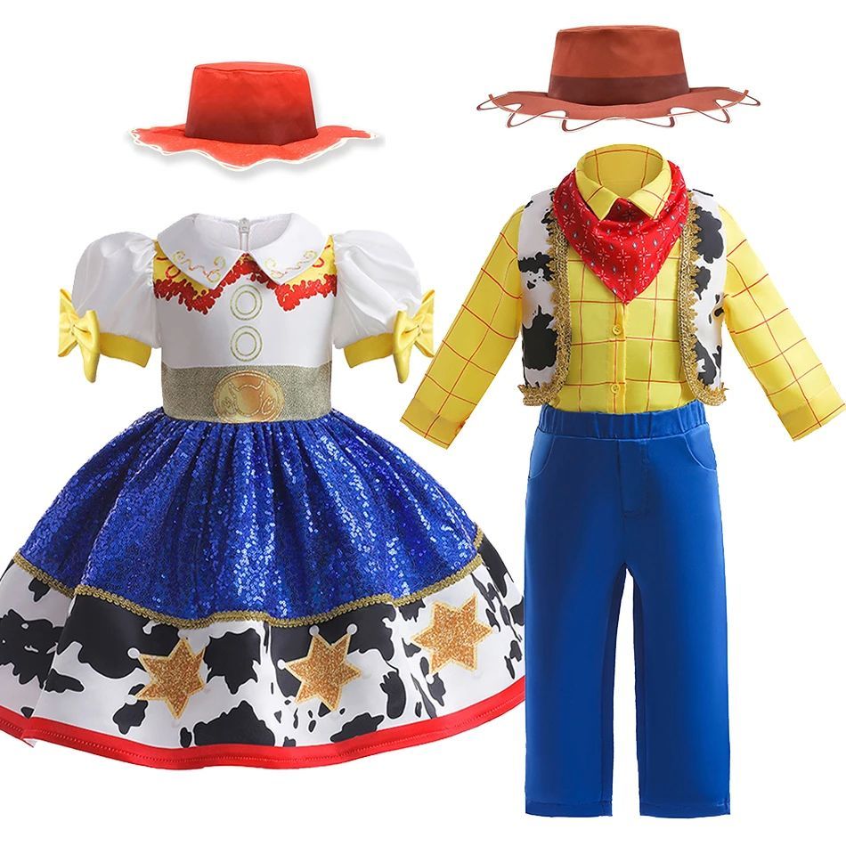 ของเล่นฮาโลวีน Woody Dress Up เครื่องแต่งกายชายหญิง Jessie คอสเพลย์ชุด Carnival Party แฟนซีชุดเด็ก S