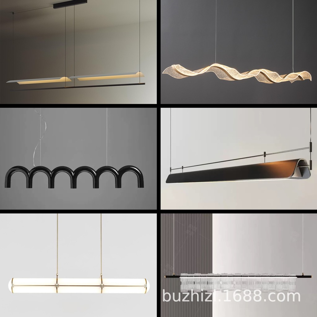 Nordic Restaurant Linear Pendant Light Italian Minimalist High-End Long Strip Pendant Light Post-Modern Model Room Islan
