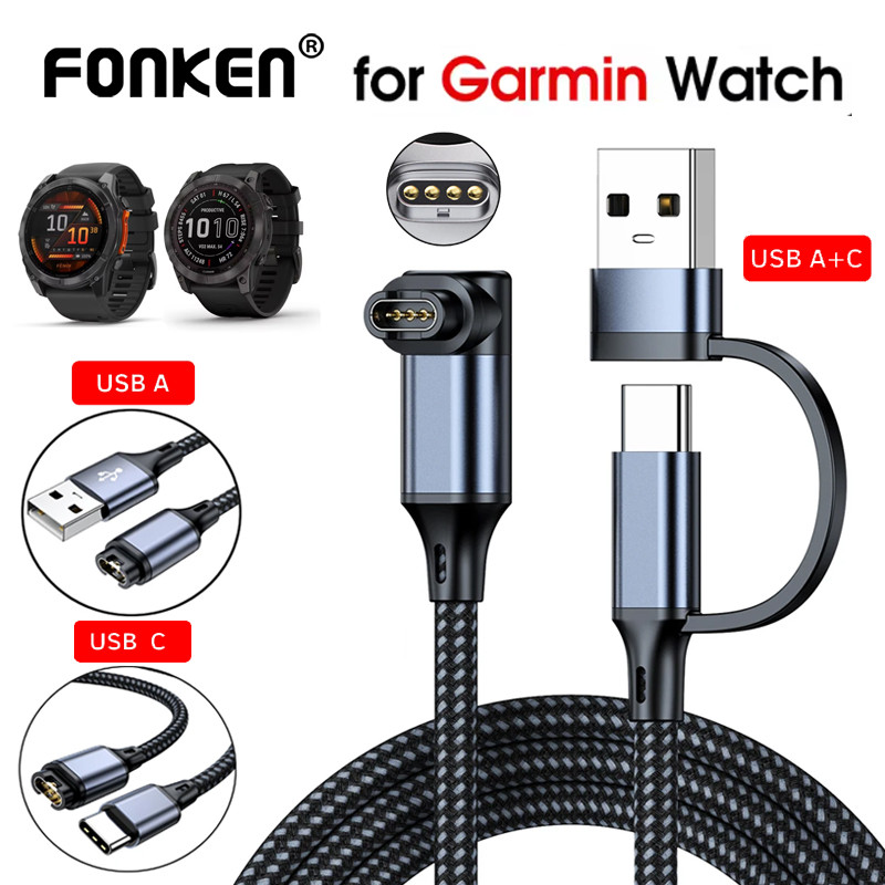 Fonken Type C USB นาฬิกา Garmin สายชาร์จแม่เหล็กสําหรับ Fenix 6/6X/6S Pro/5X/5S Plus Forerunner 945/93/45