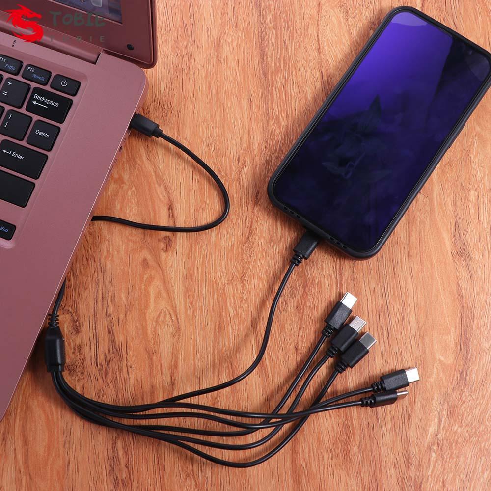TOBIE สายแยก USB C, 6 in 1 Type-C Micro-USB Multi USB C ถึง USB C สาย, แบบพกพา 50cm8150cm สีดํา USB 