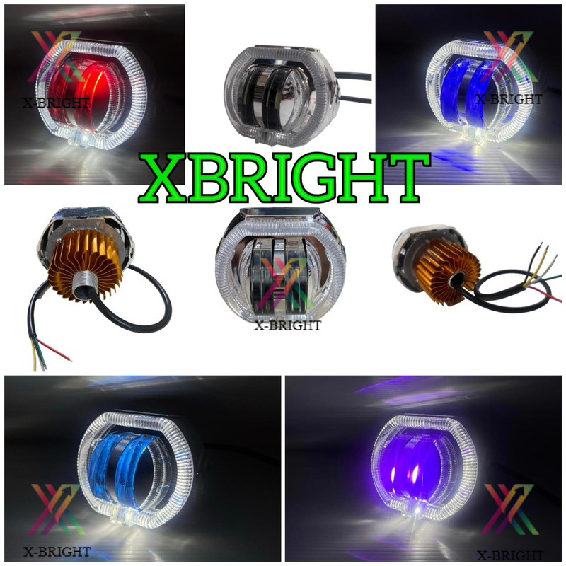 MATA Projector Ala Bilined Projector Led Daimaker 2 Eyes Angel + Devil Led White-Yellow