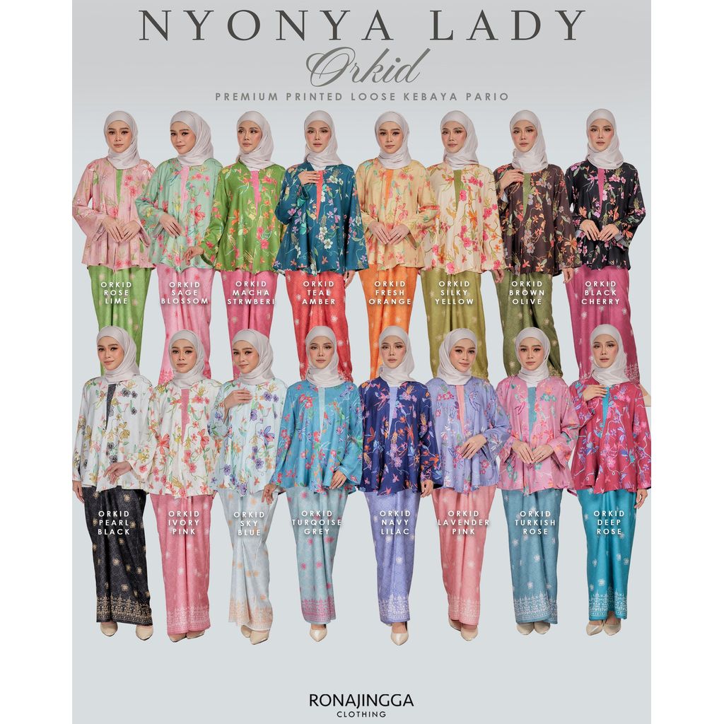 NYONYA LADY ORKID พรีเมี่ยมพิมพ์หลวม Kebaya