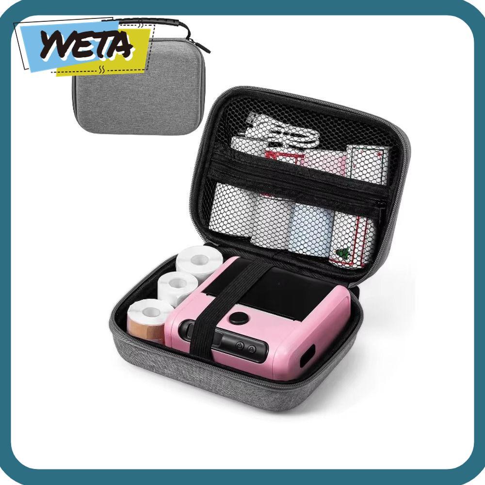 YVETA Thermal Label Printer Storage Bag, EVA ทนทานป้องกัน, 2024 กันกระแทกแบบพกพา Hard Shell Printer 