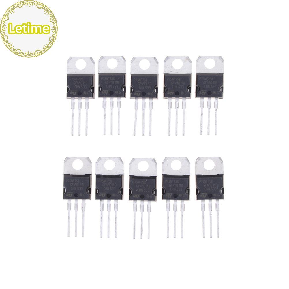 Letime 10PCS P75NF75 P75N75 STP75NF75 TO-220 ทรานซิสเตอร์เดิม TH