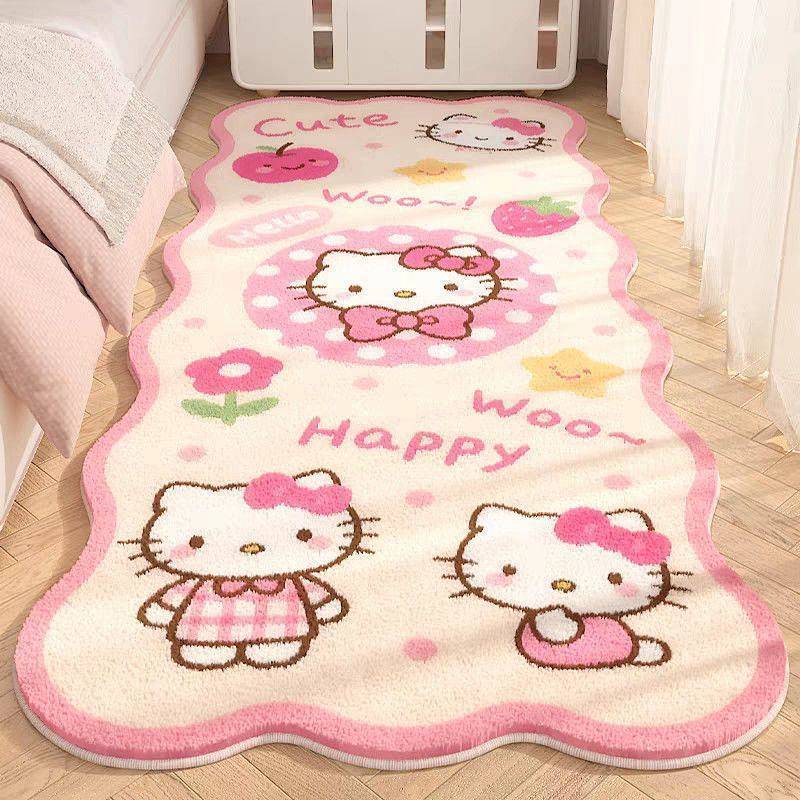 Bedroom Bedside Carpet Thickened Cashmere Carpet Hellokitty Pink Household Long Plush Mat Foot Mat y