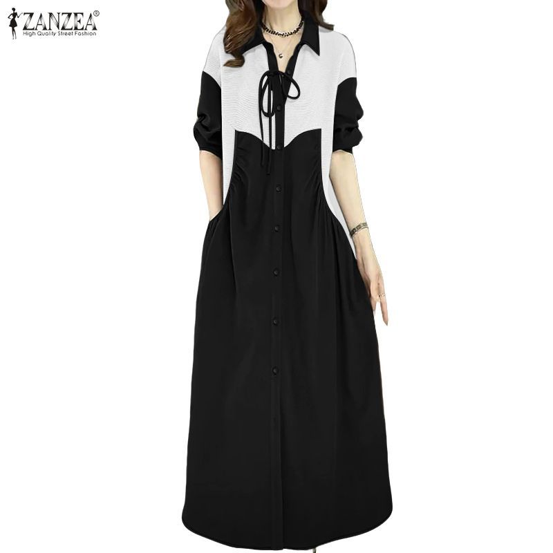 ZANZEA ชุดลำลองแขนยาว 디자인 바느질 대조색 여유로운 상의 — صورة 6