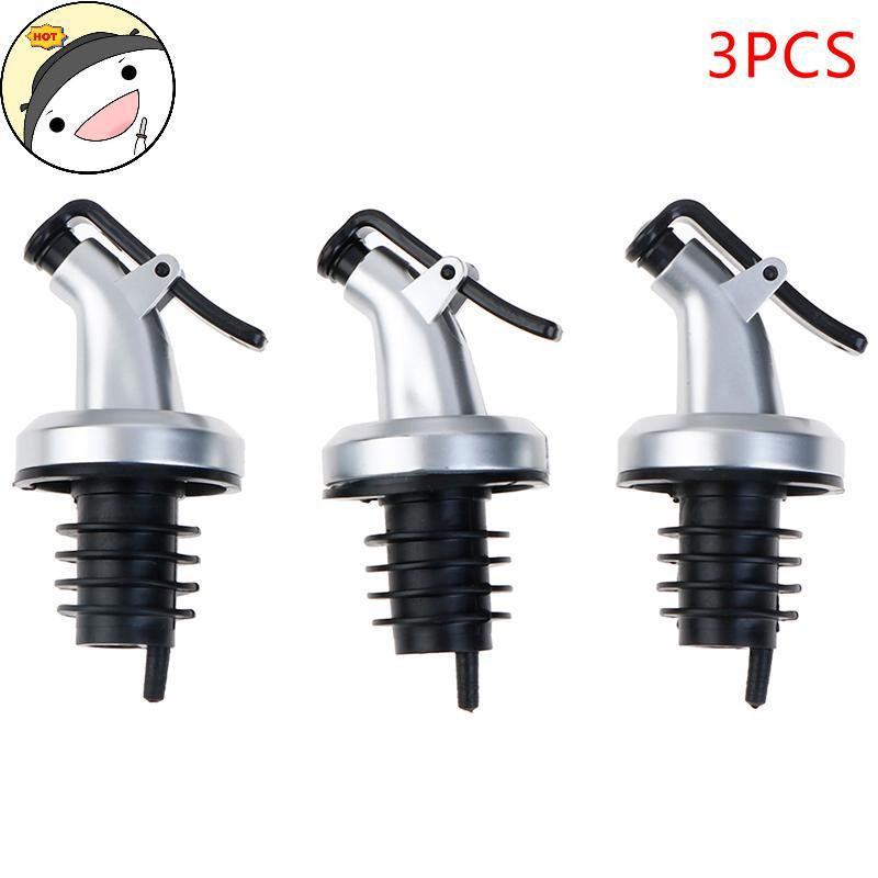 Lanf 3 ชิ้นสแตนเลสสตีลขวดไวน์ Stopper ขวดเหล้า Pourer Stopper Dispenser EN