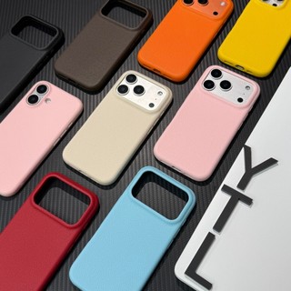 ฤดูใบไม้ร่วงที่เรียบง่ายหนังแข็งเคสโทรศัพท์สําหรับ IPhone 17 16 15 14 Pro Max 16 PLUS 12 13 Promax Scratch-proof ป้องกันสิ่งสกปรกนุ่ม TPU โทรศัพท์ปกหลัง