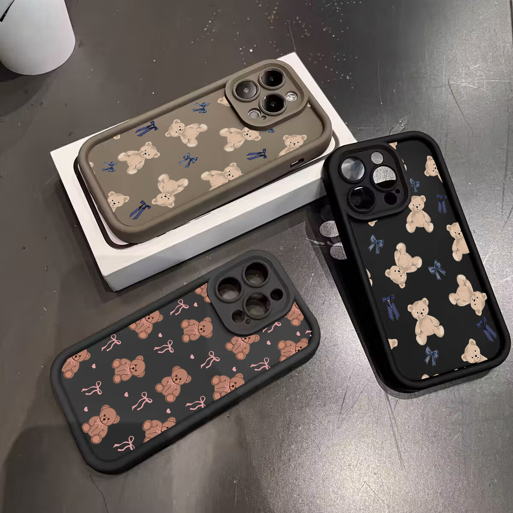 SAMSUNG หมีน่ารักโบว์เคสโทรศัพท์สําหรับSamsung Galaxy J8 2018 j810 A12 J4 J6 Plus J7 Prime A05 A01 A