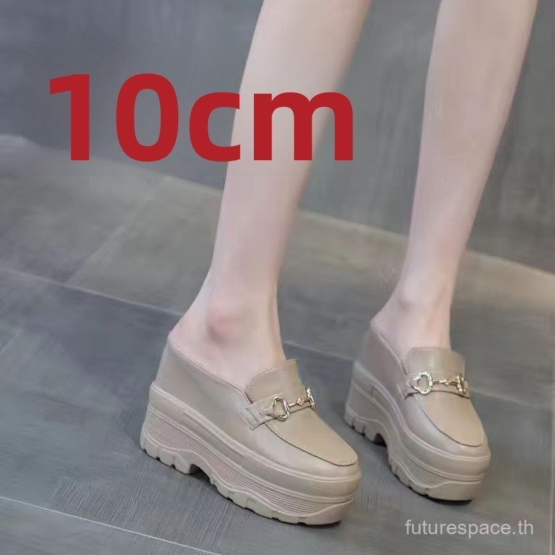 รองเท้าโลฟเฟอร์แบบสวมส้นสูง 10 ซม. อินเทรนด์ - เหมาะสําหรับผู้หญิงตัวเล็ก, สไตล์ย้อนยุค, รองเท้าลําลองน้ําหนักเบาและระบายอากาศได้ดีพร้อมดีไซน์ใส่ใ