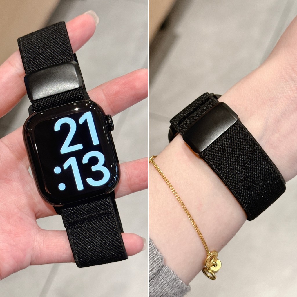 Magnetic Snap สายไนลอนสบายสําหรับ iWatch S11 10 9 8 7 6 5 4 SE3 ULTRA ขนาดเล็กบางสายสํารองสร้อยข้อมือสําหรับ iwatch 49 มม.46 45 44 42 41 40 38 ยืดหยุ่น ราคา ถูกที่สุด ดีลบีเคเค แกลเลอรีภาพที่ 5