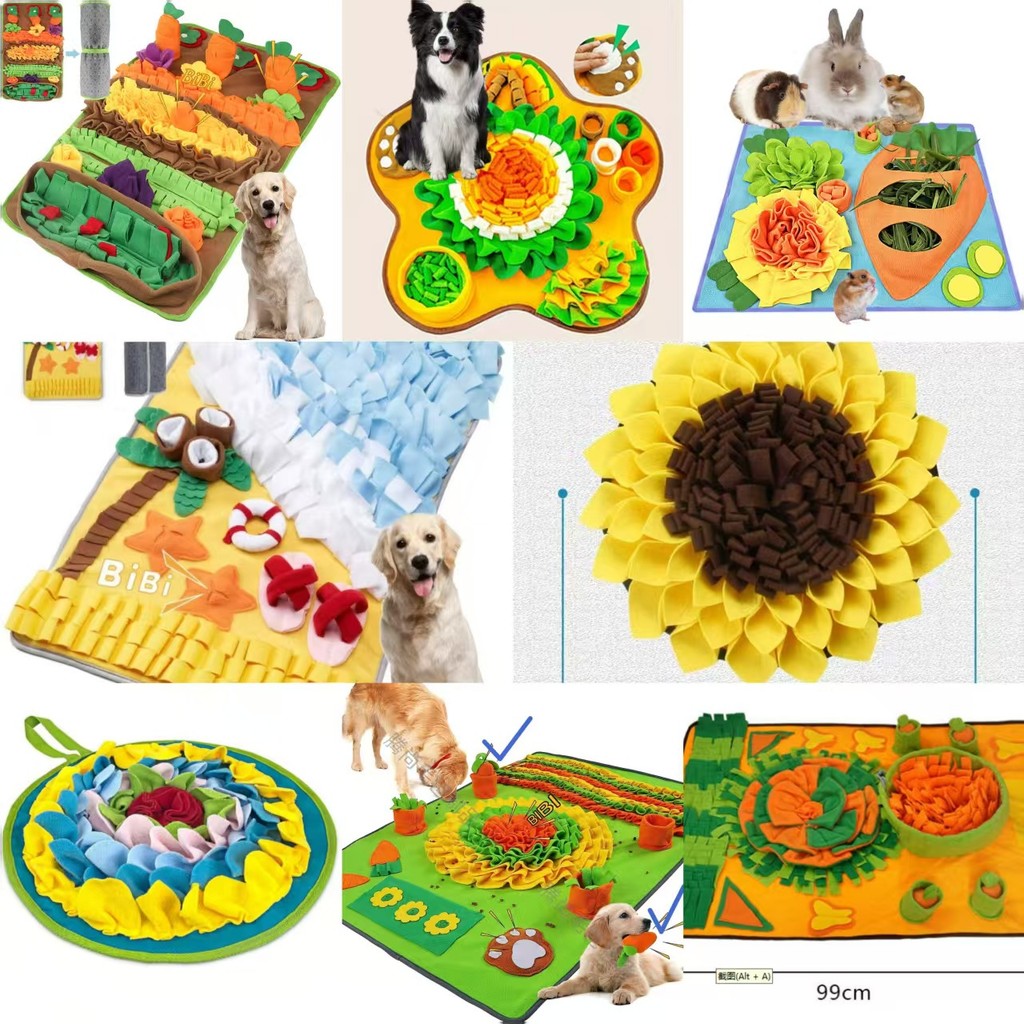 Pet Sniffing Pad แมวสุนัขของเล่นเพื่อการศึกษาสุนัข Decompression ปริศนาช้าอาหาร Pad Sunflower Training ผ้าห่ม Feeding