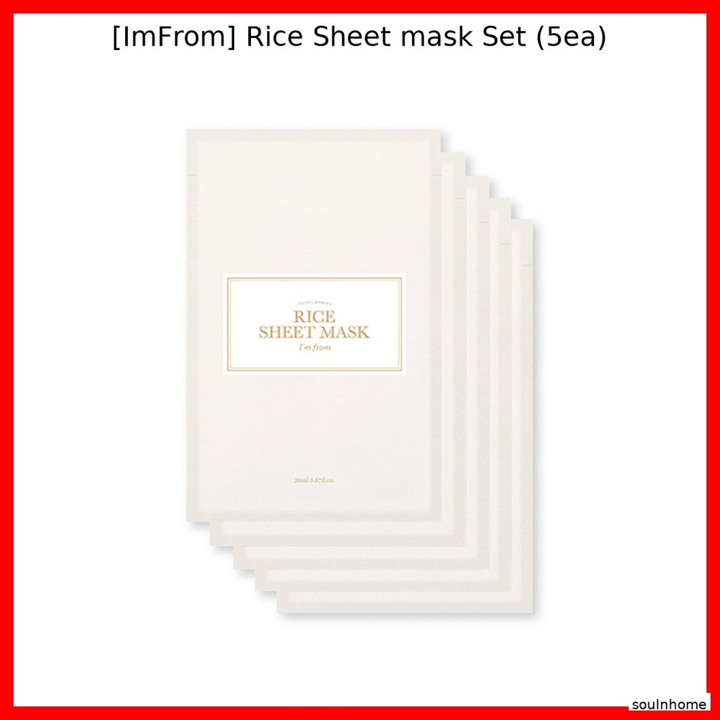 [ฉันมาจาก] Rice Sheet Mask Set (5ea) / Korean Rice Mask / Brightening Effect / ของแท้ 100% โดย souln