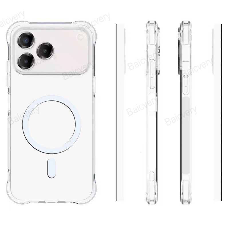 ปลอกสําหรับ ZTE Nubia V80 Design / V80 Vita / V80 Pro ฝาครอบกันกระแทกแบบนุ่มพร้อมสติกเกอร์ชาร์จไร้สายแบบแม่เหล็ก
