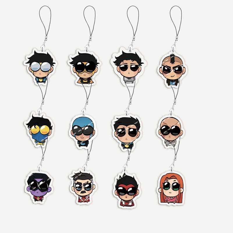 Hot ผู้ใหญ่ Animated Superhero Chibi โทรศัพท์มือถือ Charms Mark Omni Man Atom Eve mall จี้แฟนโทรศัพท