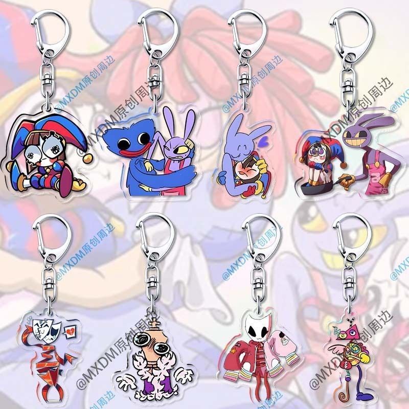 Pomni Rata Jax Anime KeyChain Digital Circus Men Key Chain สําหรับผู้หญิงการ์ตูนสร้างสรรค์รูปอะคริลิ