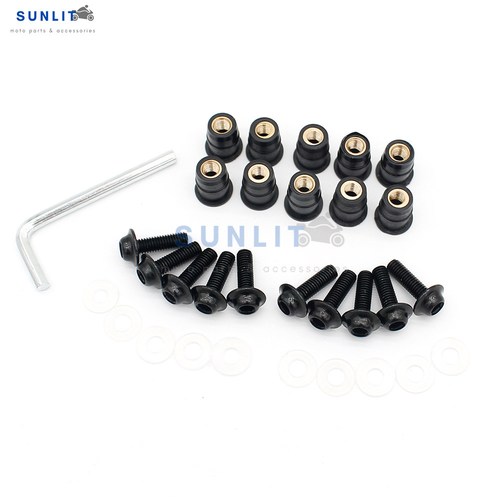 10 ชิ้น M5 CNC กระจกสกรูสลักเกลียวถั่วชุดสําหรับ YAMAHA MT03 MT-03 MT 03 อลูมิเนียมรถจักรยานยนต์อุปก