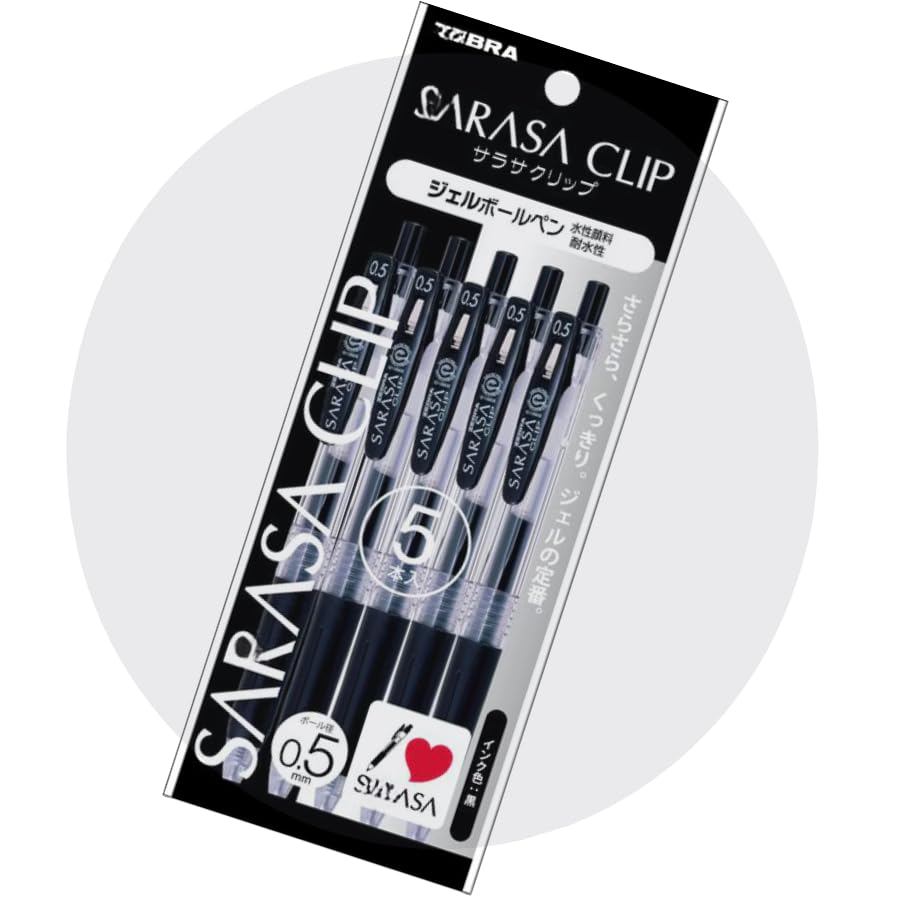 Zebra Gel Ballpoint Pen Sarasa Clip 0.5mm Black 5-Pack P-JJ15-BK5 Smooth Writing Experience Statione